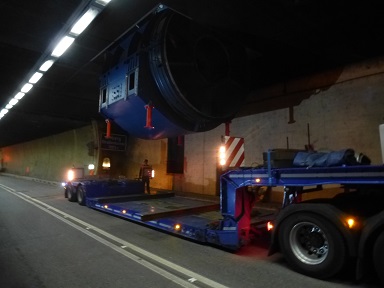 Dismantling of a jet fan inside the tunnel